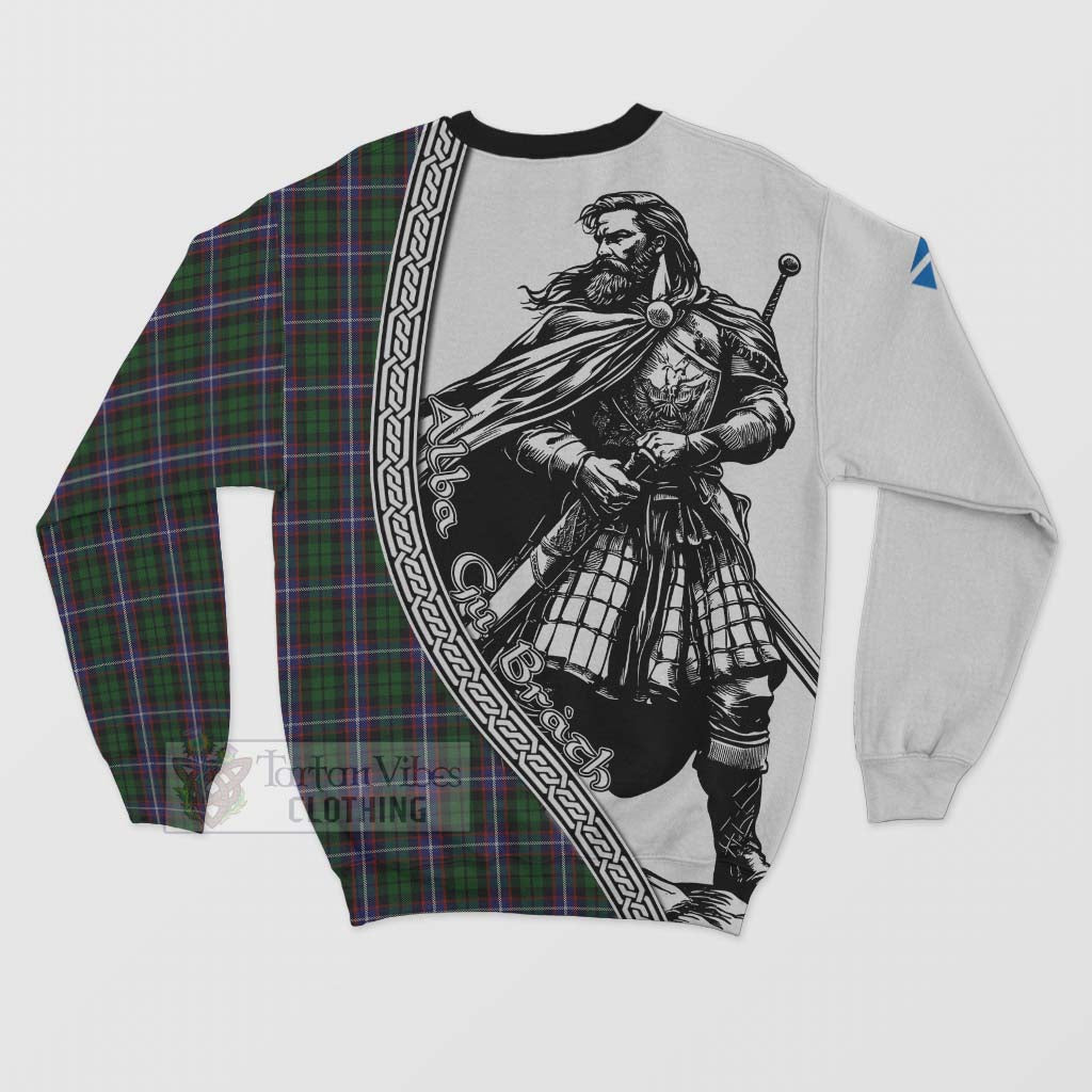 Tartan Vibes Clothing Russell Tartan Clan Crest Sweatshirt with Highlander Warrior Celtic Style