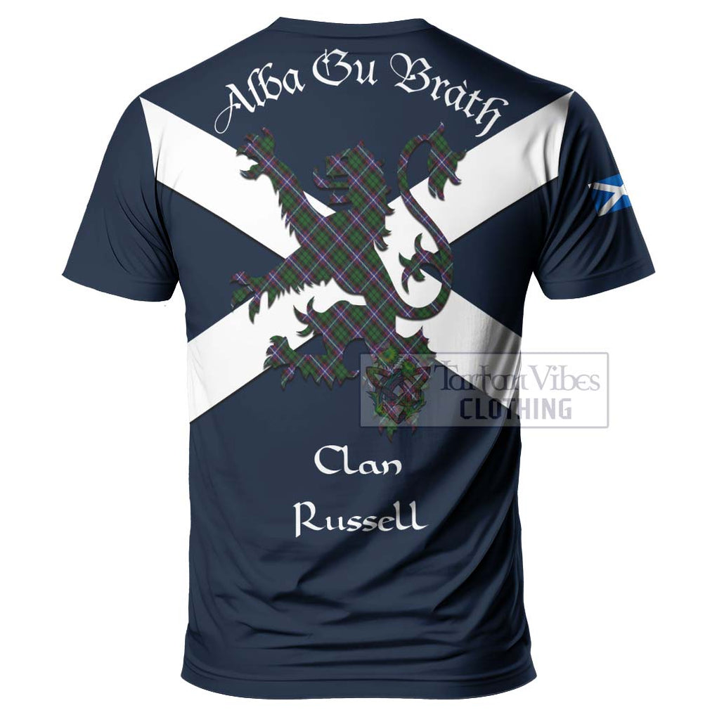 Tartan Vibes Clothing Russell Tartan Lion Rampant T-Shirt – Proudly Display Your Heritage with Alba Gu Brath and Clan Name