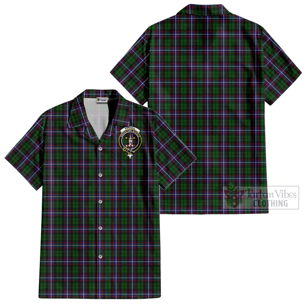 Russell Tartan Cotton Hawaiian Shirt with Family Crest Kid - Tartan Vibes Clothing