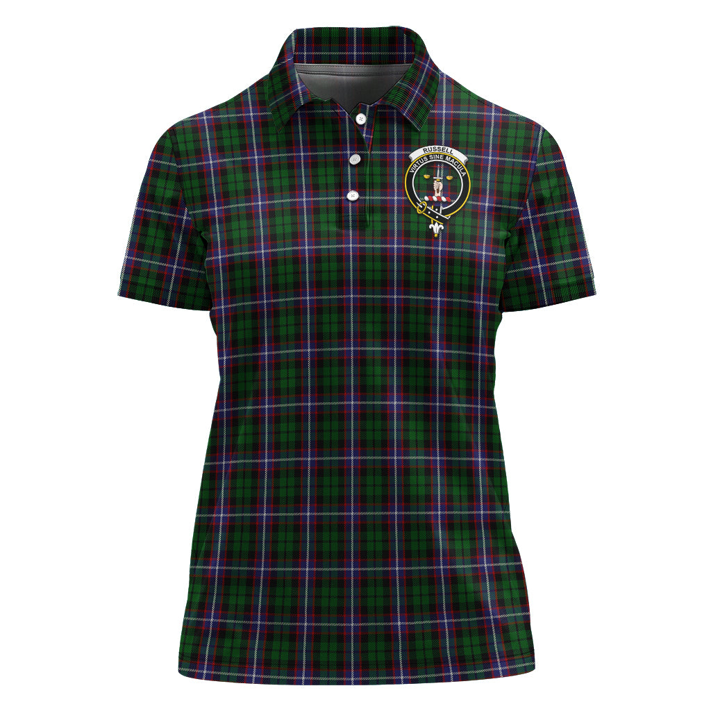 Russell Tartan Polo Shirt with Family Crest For Women - Tartan Vibes Clothing