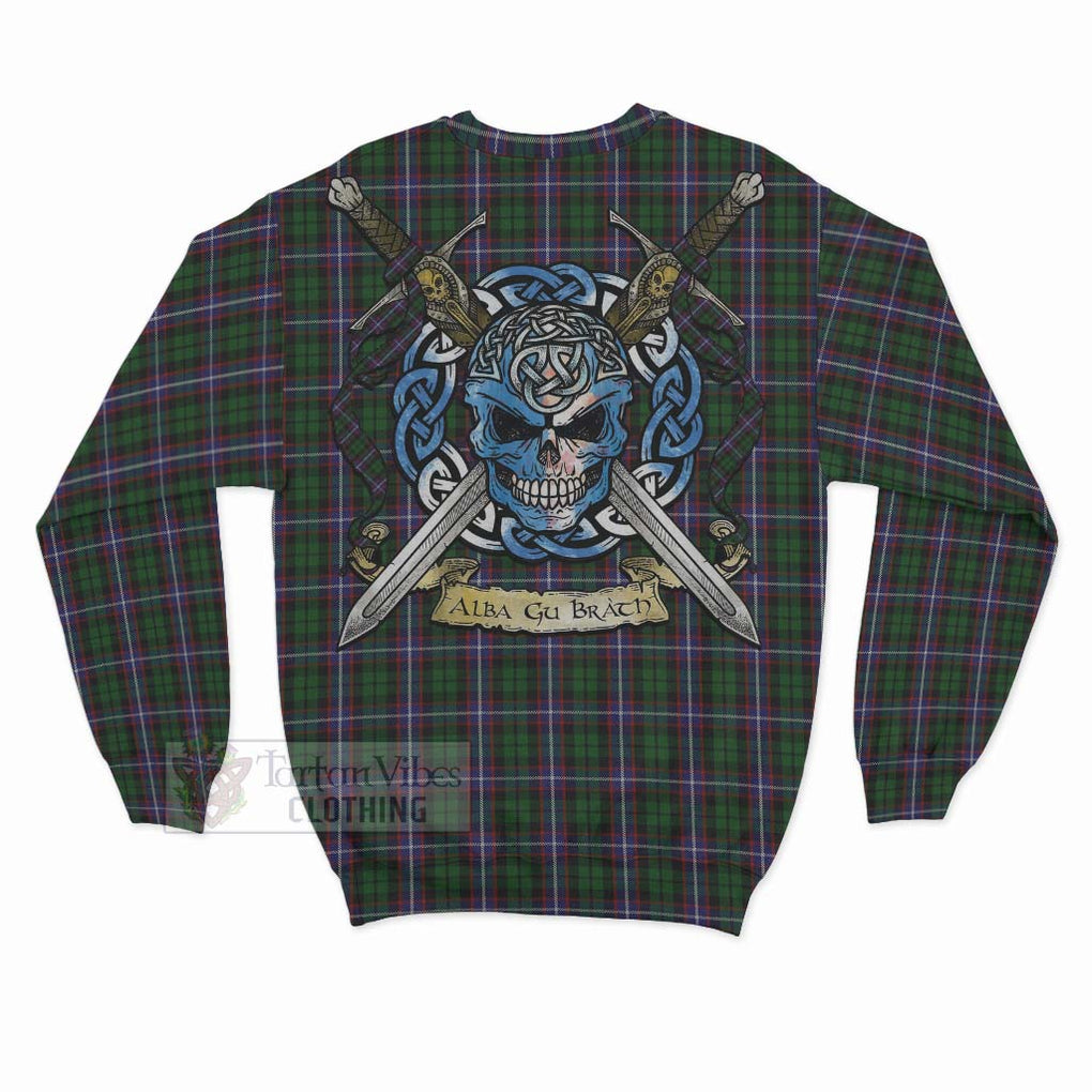 Tartan Vibes Clothing Russell Tartan Sweatshirt with Family Crest Celtic Skull Style