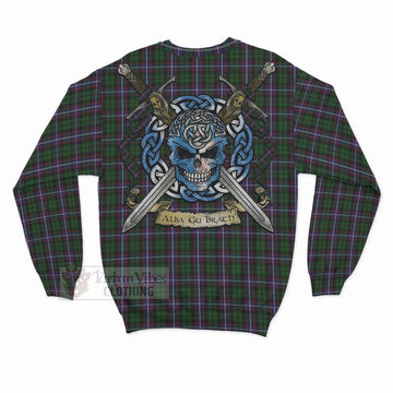 Russell Tartan Sweatshirt with Family Crest Celtic Skull Style