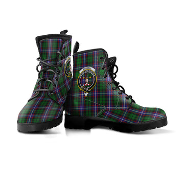 Russell Tartan Leather Boots with Family Crest