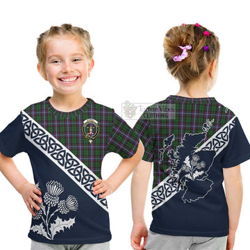 Russell Tartan Kid T-Shirt Featuring Thistle and Scotland Map