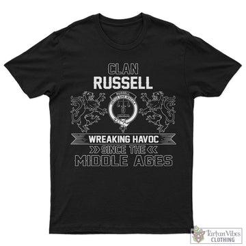 Russell Family Crest 2D Cotton Men's T-Shirt Wreaking Havoc Style 5XL - 2D-tartanvibesclothing