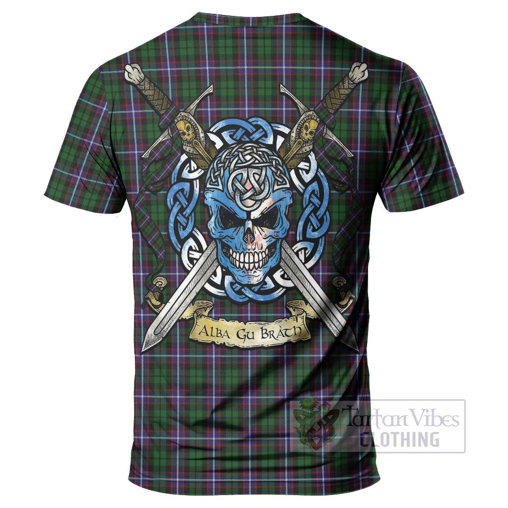 Tartan Vibes Clothing Russell Tartan T-Shirt with Family Crest Celtic Skull Style