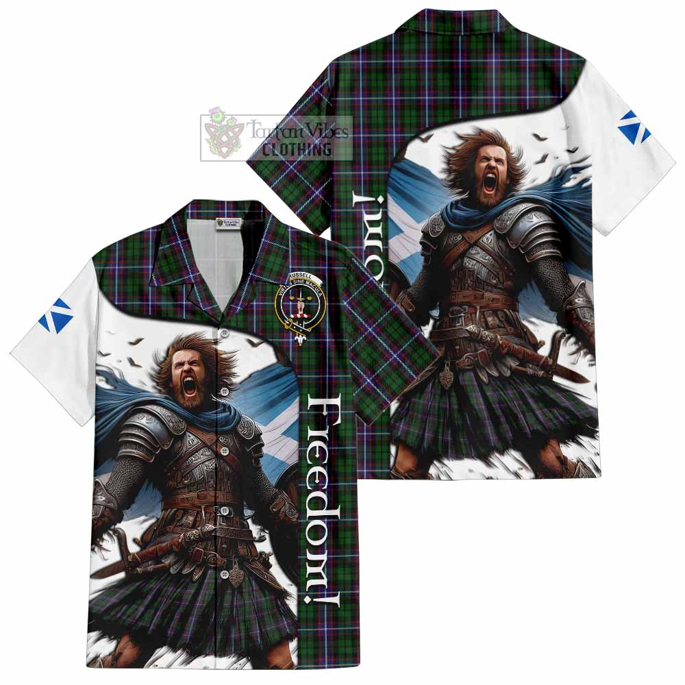 Tartan Vibes Clothing Russell Crest Tartan Short Sleeve Button Shirt Inspired by the Freedom of Scottish Warrior