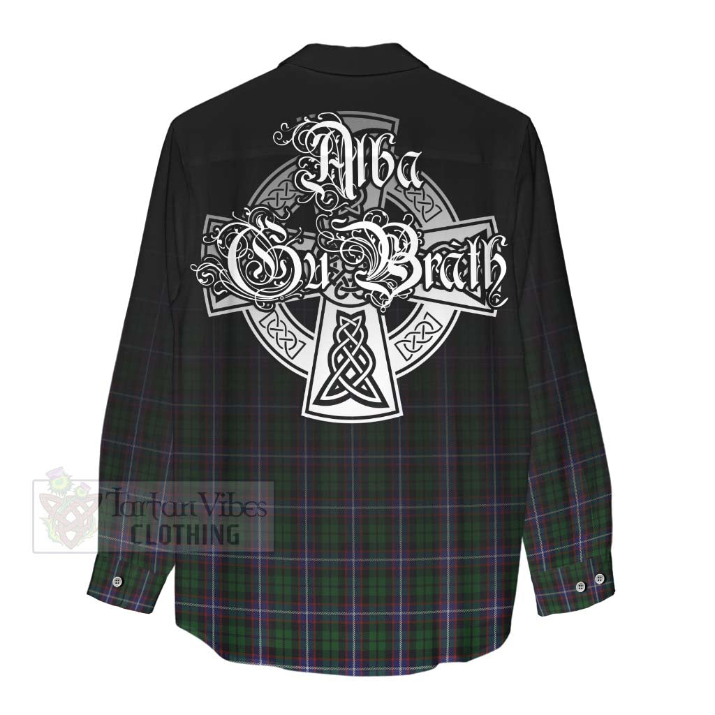 Tartan Vibes Clothing Russell Tartan Women's Casual Shirt Featuring Alba Gu Brath Family Crest Celtic Inspired