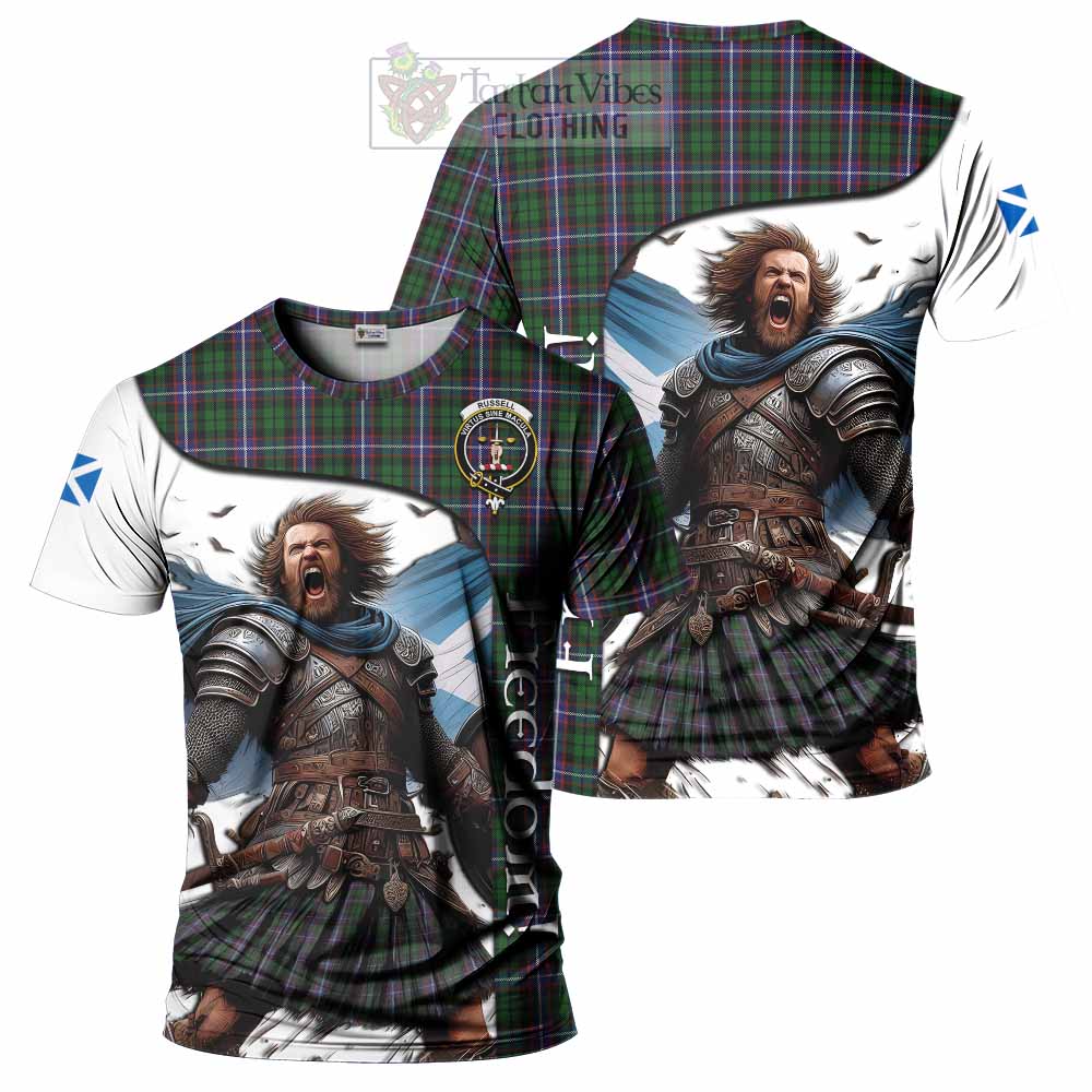 Russell Crest Tartan T-Shirt Inspired by the Freedom of Scottish Warrior