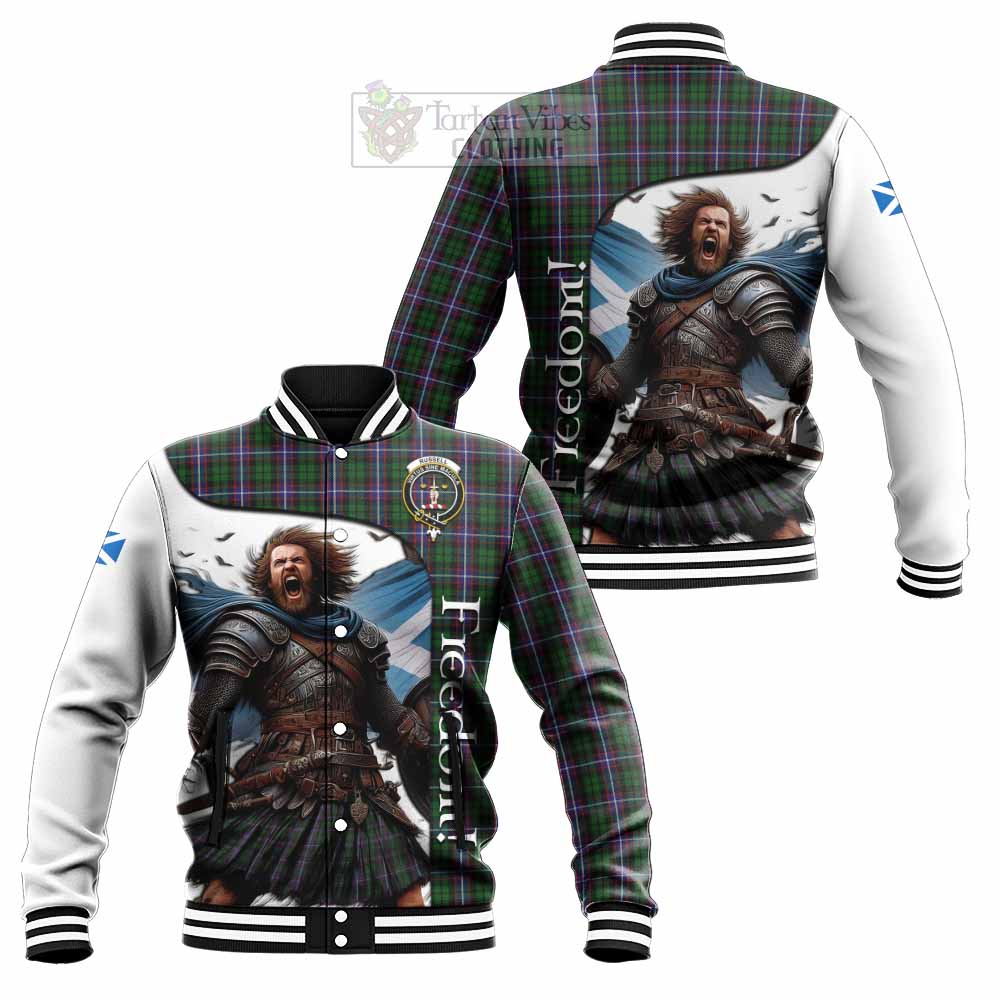 Tartan Vibes Clothing Russell Crest Tartan Baseball Jacket Inspired by the Freedom of Scottish Warrior