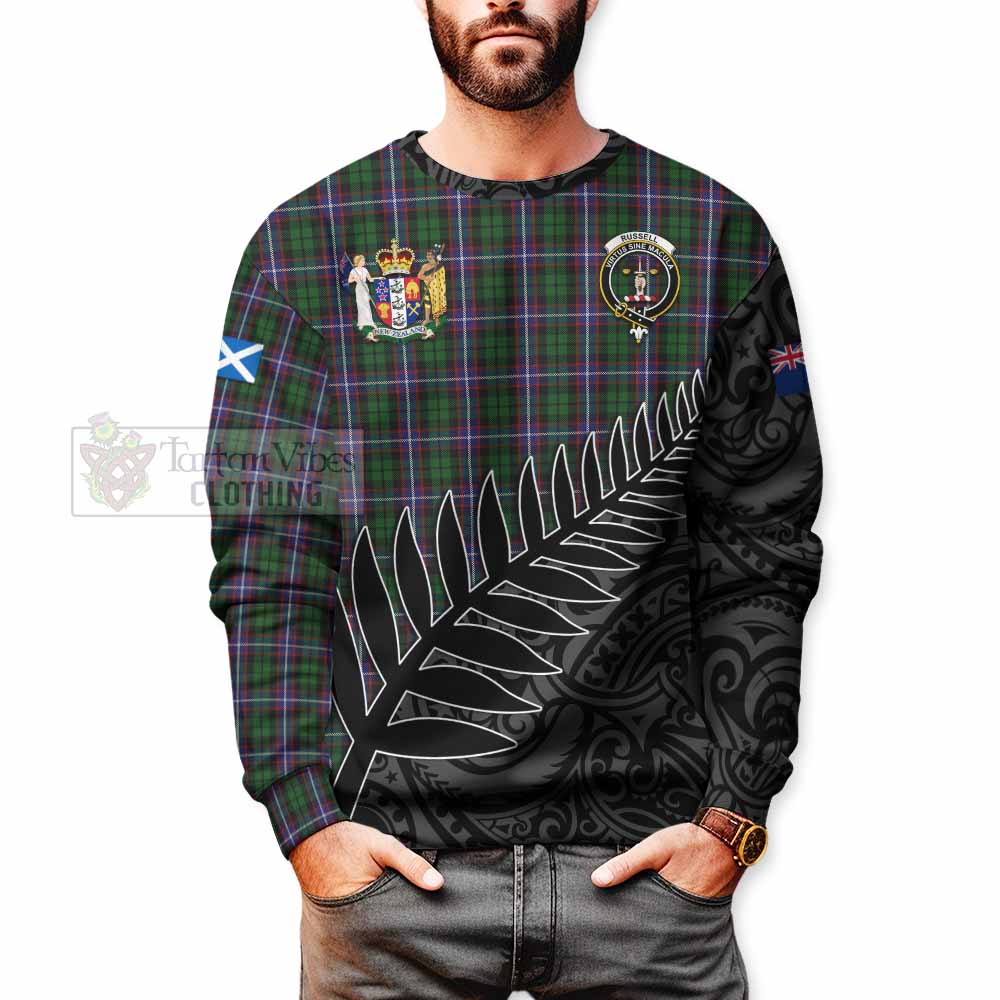 Tartan Vibes Clothing Russell Crest Tartan Sweatshirt with New Zealand Silver Fern Half Style