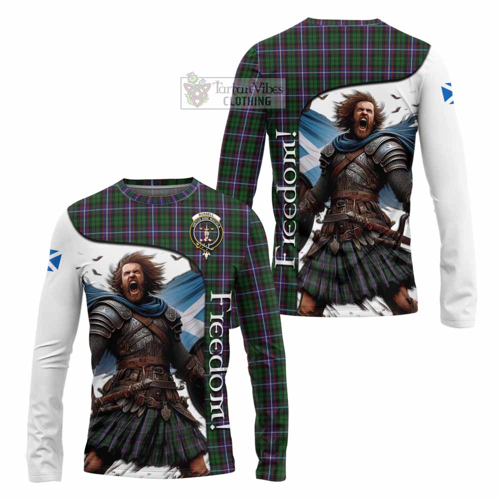 Tartan Vibes Clothing Russell Crest Tartan Long Sleeve T-Shirt Inspired by the Freedom of Scottish Warrior