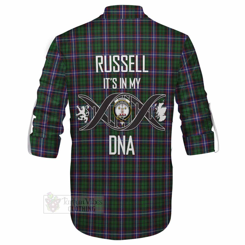 Tartan Vibes Clothing Russell Tartan Ghillie Kilt Shirt with Family Crest DNA In Me Style