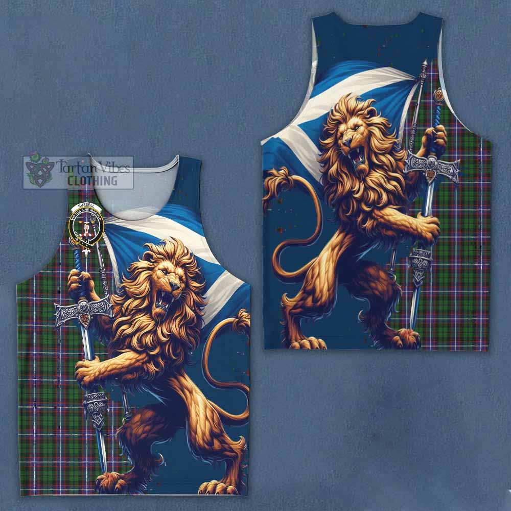 Tartan Vibes Clothing Russell Tartan Family Crest Men's Tank Top with Scottish Majestic Lion