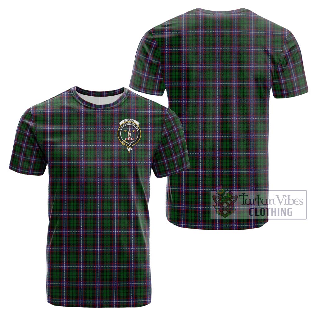 Tartan Vibes Clothing Russell Tartan Cotton T-Shirt with Family Crest