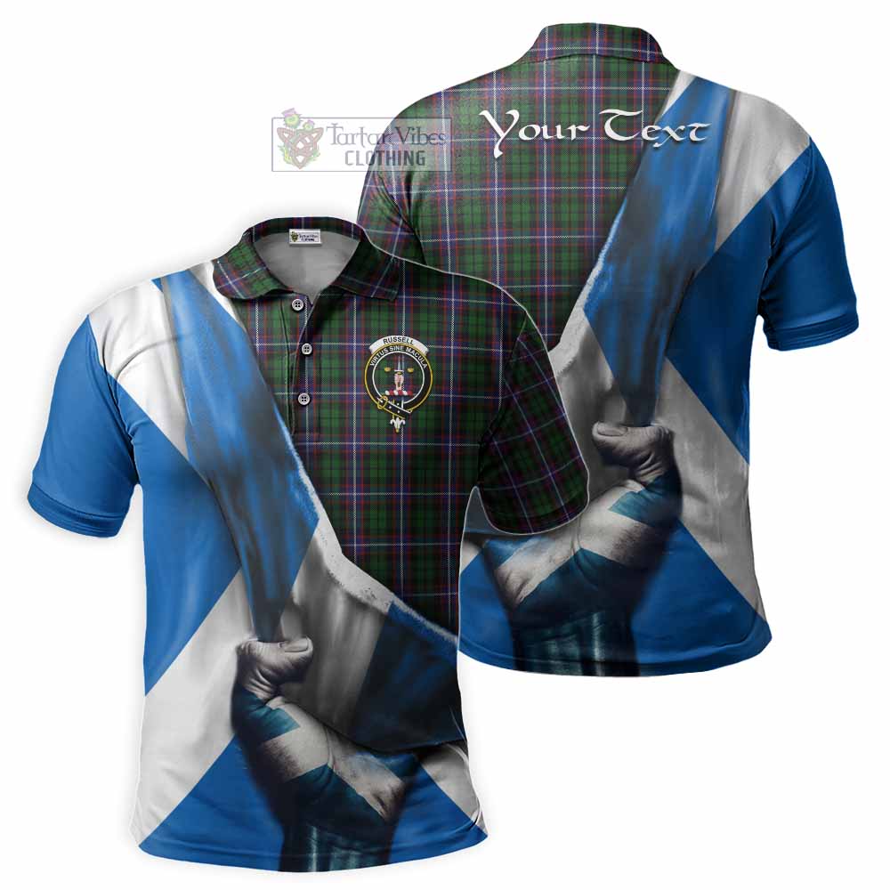 Tartan Vibes Clothing Russell Tartan Polo Shirt with Family Crest Scotland Patriotic Style