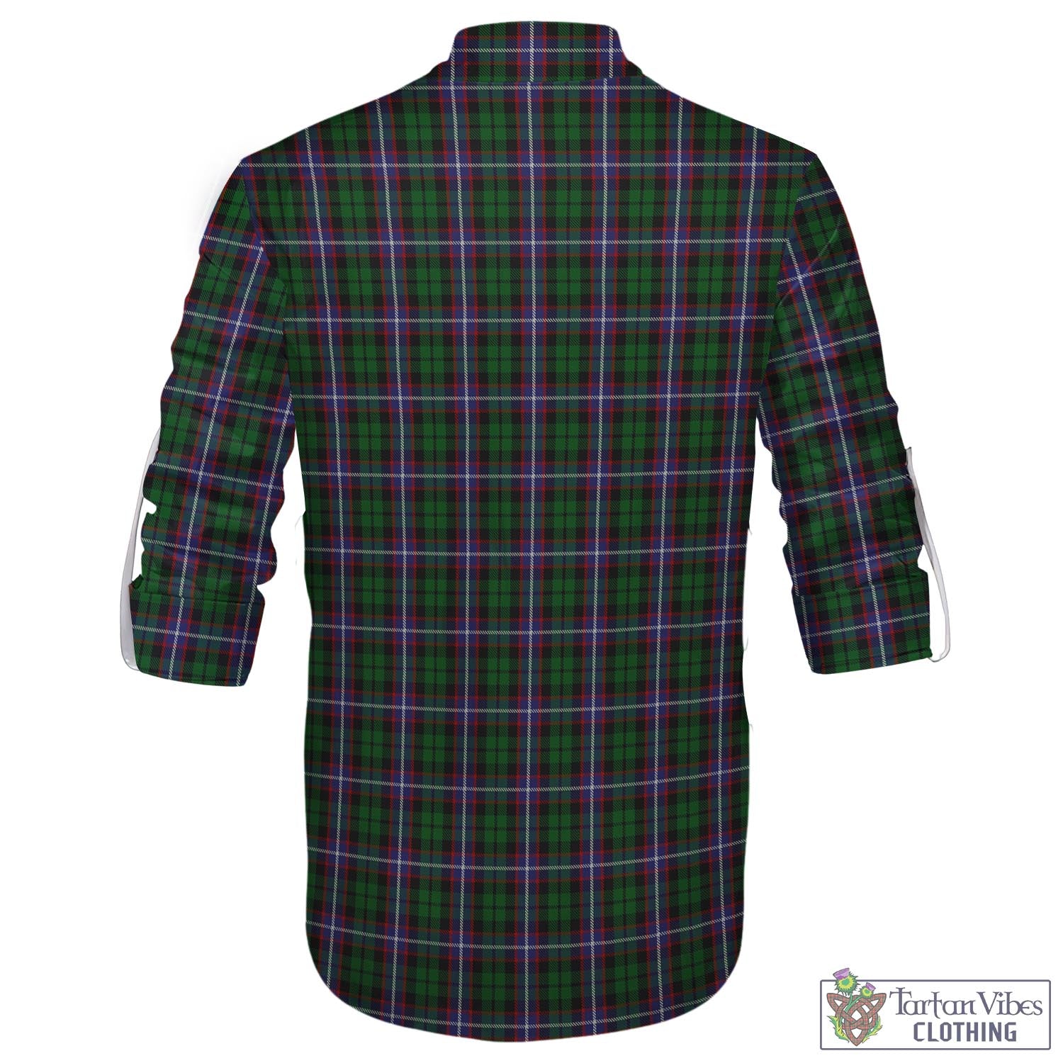 Tartan Vibes Clothing Russell Tartan Men's Scottish Traditional Jacobite Ghillie Kilt Shirt with Family Crest