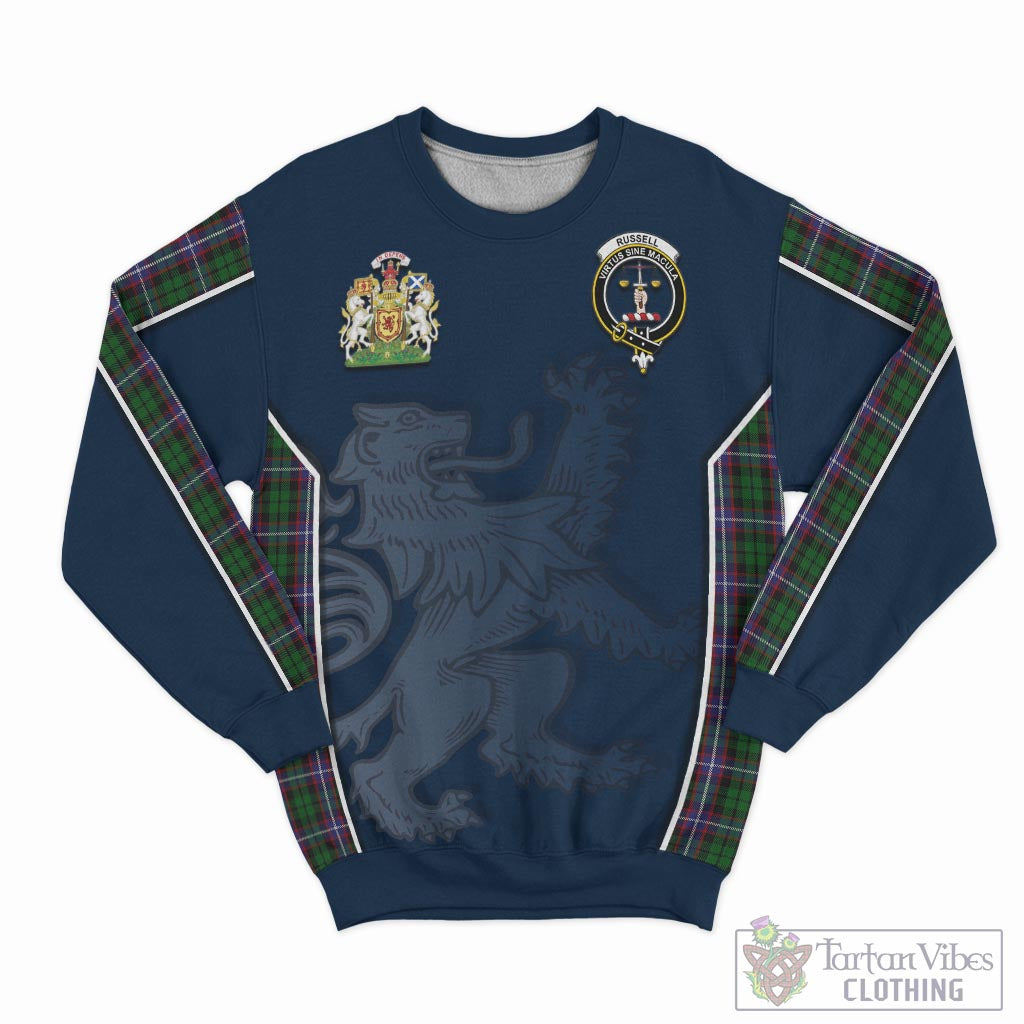 Tartan Vibes Clothing Russell Tartan Sweater with Family Crest and Lion Rampant Vibes Sport Style