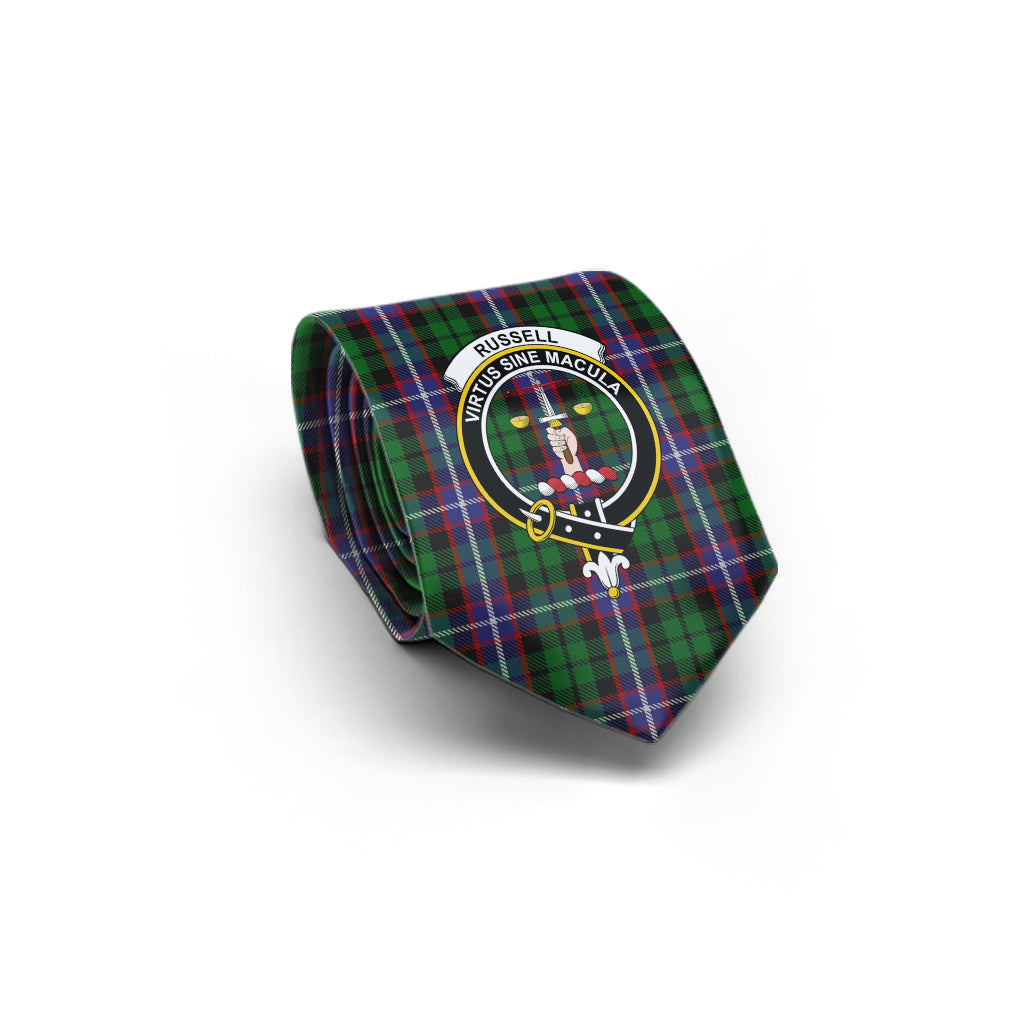 Russell Tartan Classic Necktie with Family Crest - Tartan Vibes Clothing