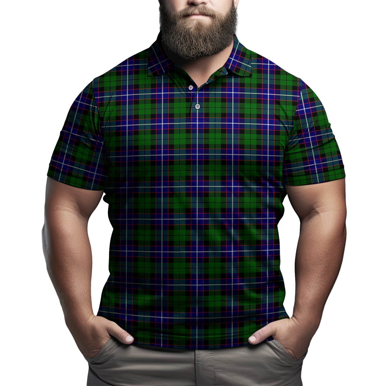 Russell Modern Tartan Mens Polo Shirt Kid - Tartan Vibes Clothing