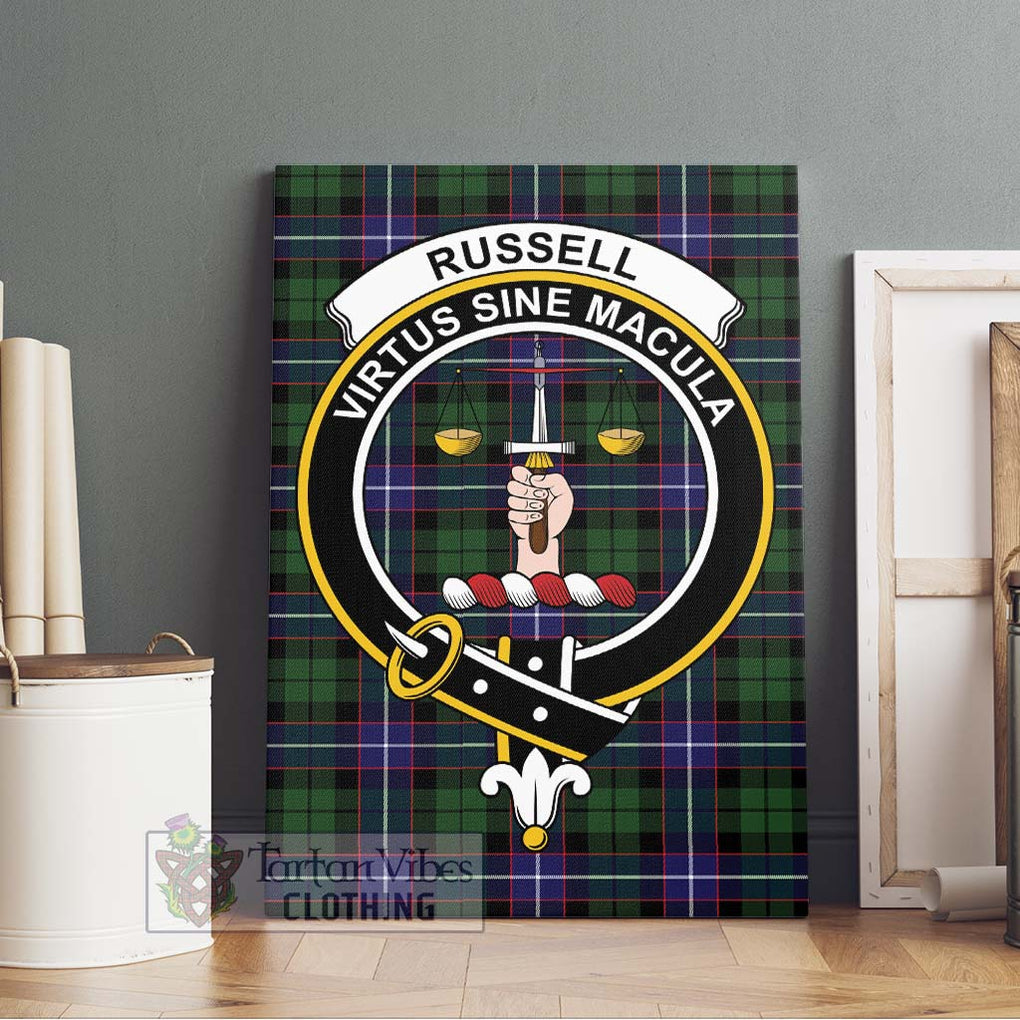 Russell Modern Tartan Canvas Print Wall Art with Family Crest Without Frame - Tartan Vibes Clothing