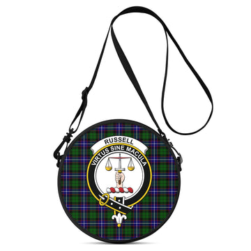 Russell Modern Tartan Round Satchel Bags with Family Crest