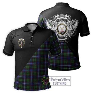 Russell Modern Tartan Polo Shirt with Family Crest and Military Logo Style