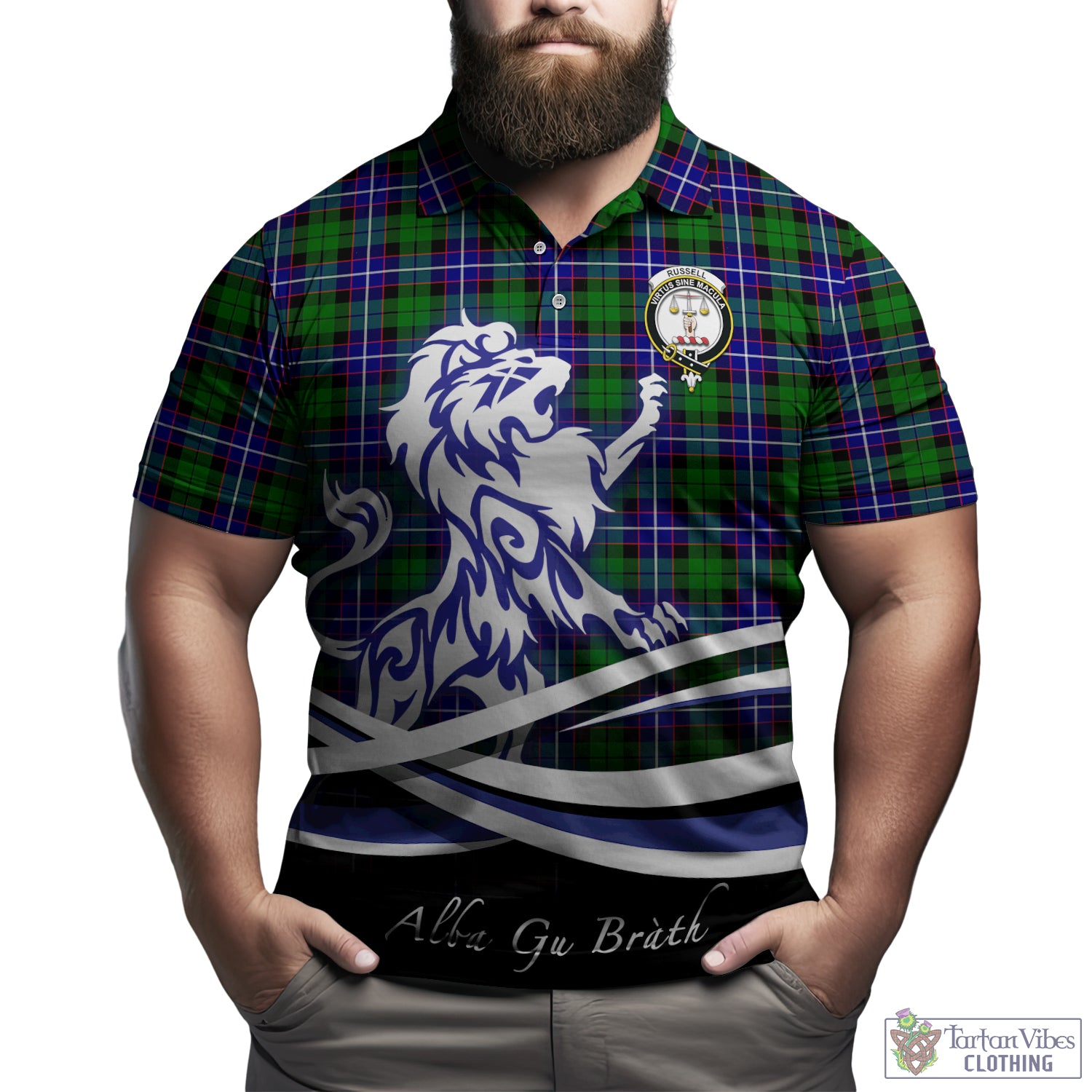 russell-modern-tartan-polo-shirt-with-alba-gu-brath-regal-lion-emblem