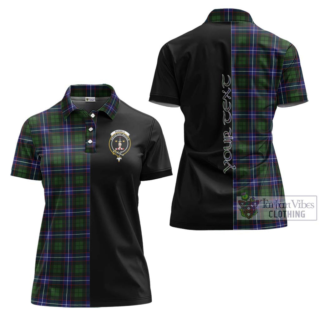 Russell Modern Tartan Women's Polo Shirt with Family Crest and Half Of Me Style Women - Tartanvibesclothing Shop