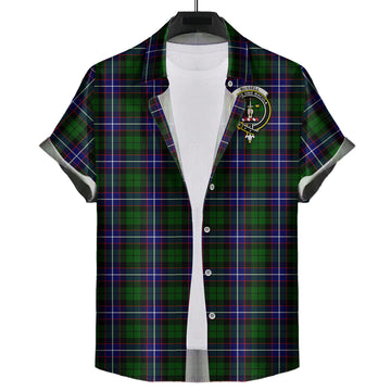 Russell Modern Tartan Short Sleeve Button Down Shirt with Family Crest