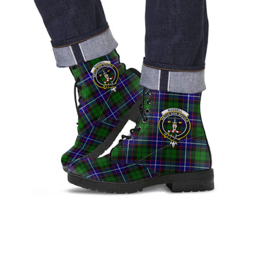 Russell Modern Tartan Leather Boots with Family Crest