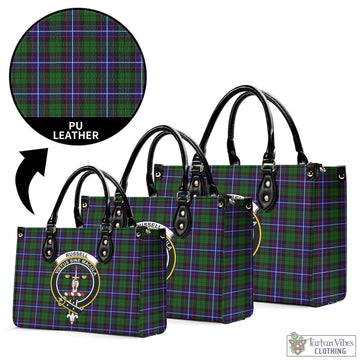 Russell Modern Tartan Luxury Leather Handbags with Family Crest