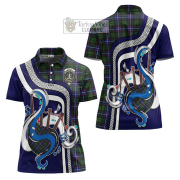 Russell Modern Tartan Women's Polo Shirt with Epic Bagpipe Style