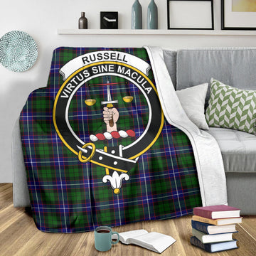 Russell Modern Tartan Blanket with Family Crest