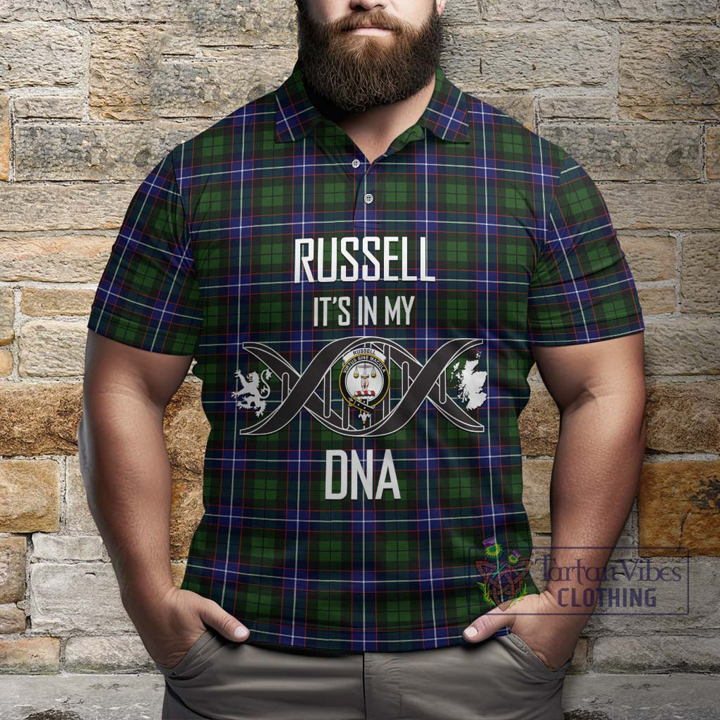 Russell Modern Tartan Polo Shirt with Family Crest DNA In Me Style Kid - Tartanvibesclothing Shop