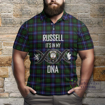 Russell Modern Tartan Polo Shirt with Family Crest DNA In Me Style