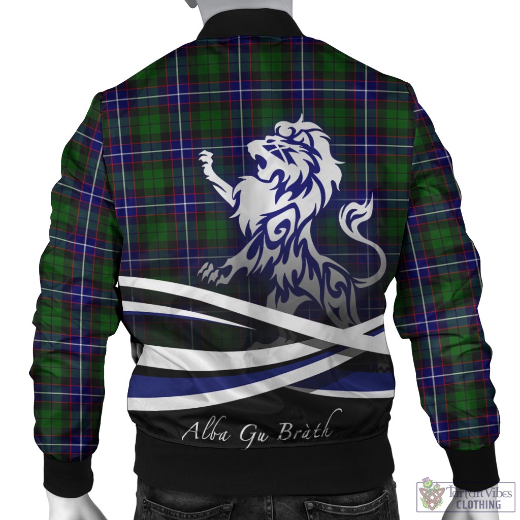 Tartan Vibes Clothing Russell Modern Tartan Bomber Jacket with Alba Gu Brath Regal Lion Emblem