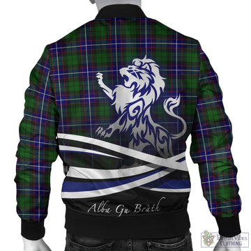 Russell Modern Tartan Bomber Jacket with Alba Gu Brath Regal Lion Emblem