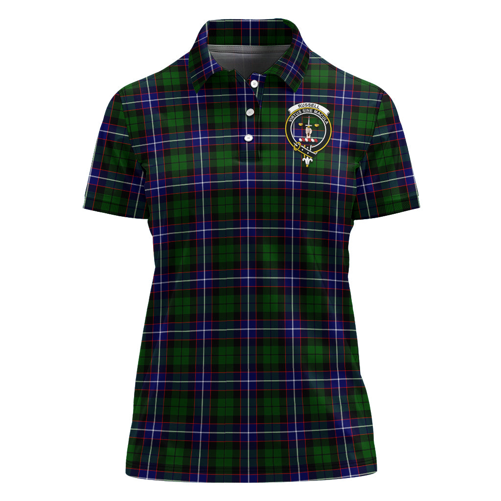 russell-modern-tartan-polo-shirt-with-family-crest-for-women