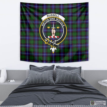 Russell Modern Tartan Tapestry Wall Hanging and Home Decor for Room with Family Crest