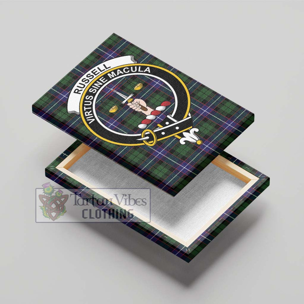 Russell Modern Tartan Canvas Print Wall Art with Family Crest - Tartan Vibes Clothing