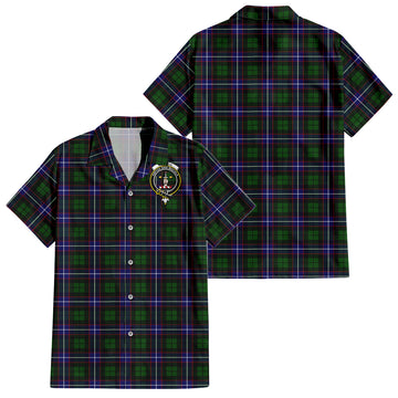 Russell Modern Tartan Short Sleeve Button Down Shirt with Family Crest