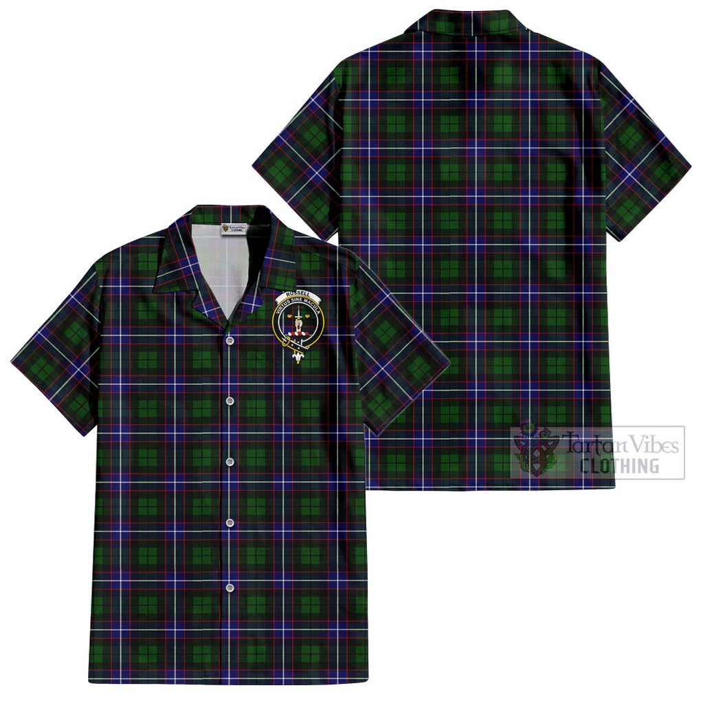 Russell Modern Tartan Cotton Hawaiian Shirt with Family Crest Kid - Tartan Vibes Clothing