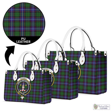 Russell Modern Tartan Luxury Leather Handbags with Family Crest