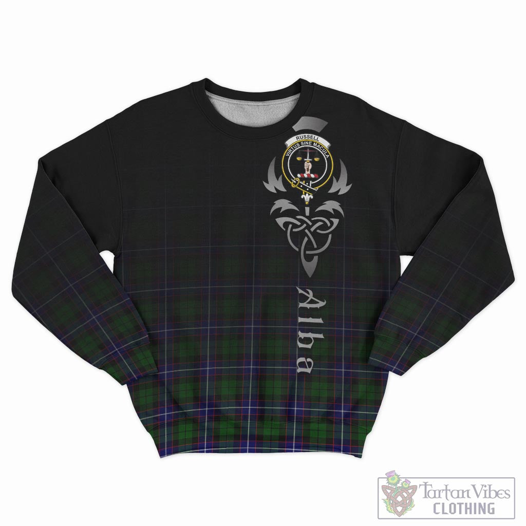 Tartan Vibes Clothing Russell Modern Tartan Sweatshirt Featuring Alba Gu Brath Family Crest Celtic Inspired