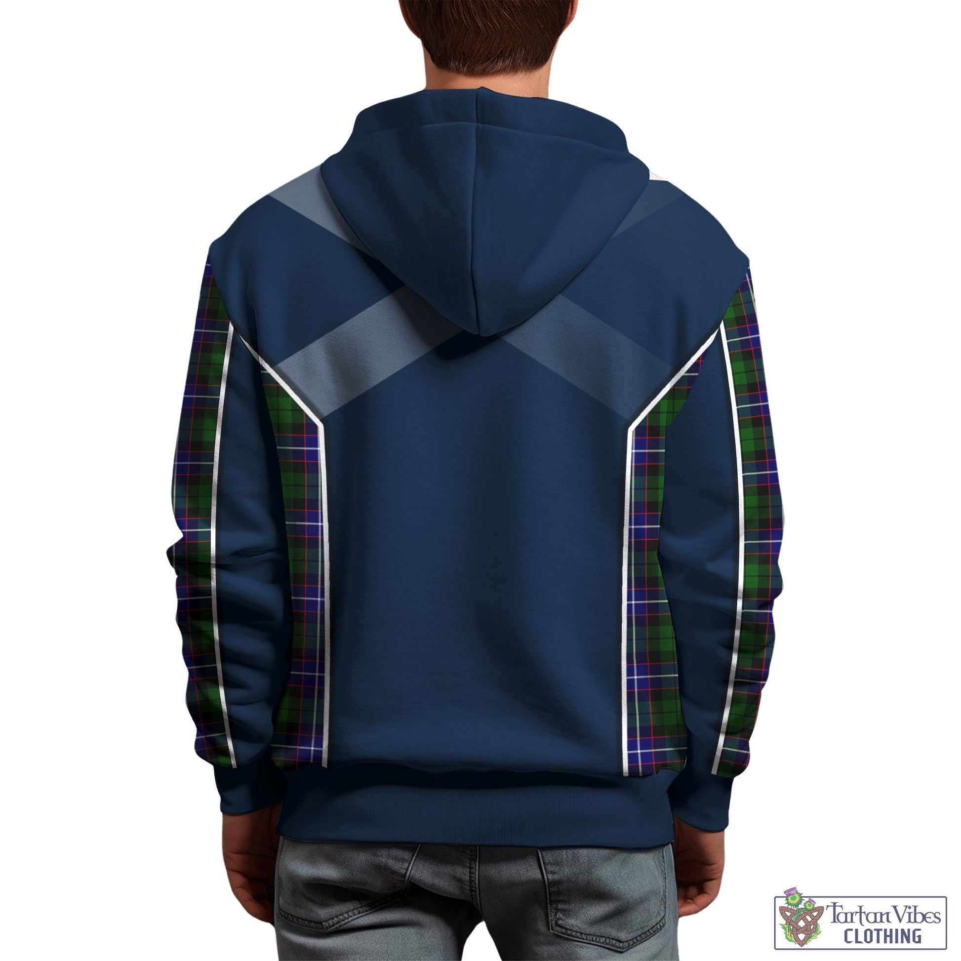 Tartan Vibes Clothing Russell Modern Tartan Hoodie with Family Crest and Lion Rampant Vibes Sport Style