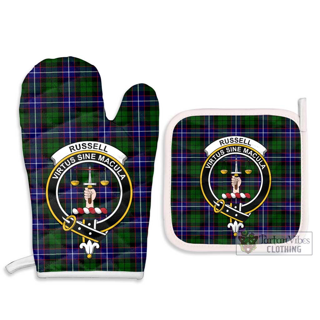 Tartan Vibes Clothing Russell Modern Tartan Combo Oven Mitt & Pot-Holder with Family Crest