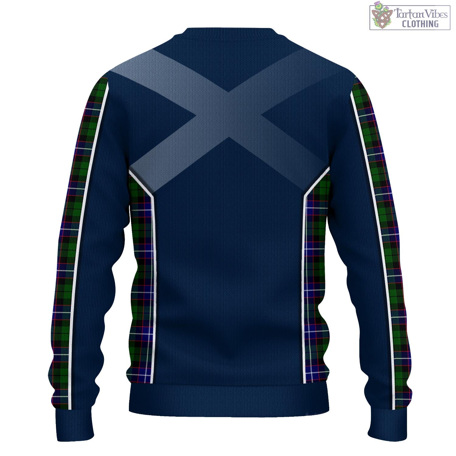 Tartan Vibes Clothing Russell Modern Tartan Knitted Sweatshirt with Family Crest and Scottish Thistle Vibes Sport Style