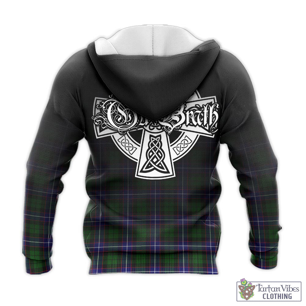 Tartan Vibes Clothing Russell Modern Tartan Knitted Hoodie Featuring Alba Gu Brath Family Crest Celtic Inspired