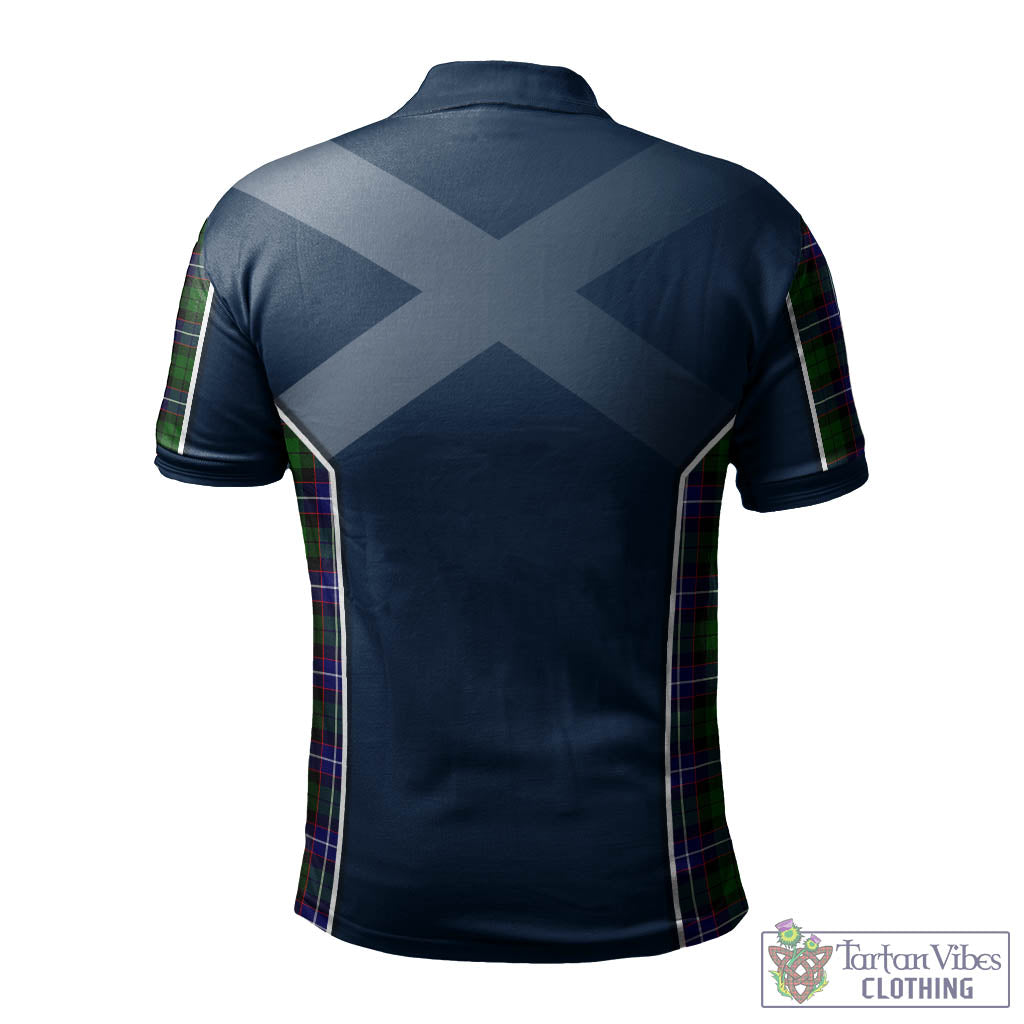 Tartan Vibes Clothing Russell Modern Tartan Men's Polo Shirt with Family Crest and Scottish Thistle Vibes Sport Style